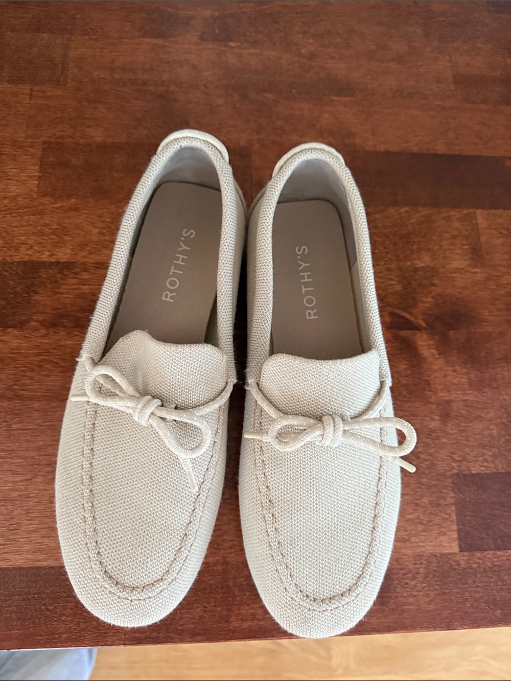 Rothy's Cream Knit Bow Loafers